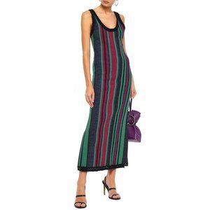 3.1 Phillip Lim NWT Crochet Green Stripe Maxi Dress Slits Large